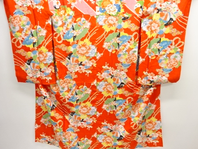 アンティーク　毬に草花模様長襦袢